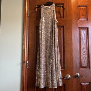 Ann Taylor Party Dress - Sequins gold, Size 4P